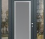 Modern Steel Front Door Diamond C1 68" x 96" anthracite/anthracite frosted Glass Panel stainless steel LHI with 2 Sidelites and Transom clear Glass
