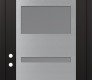 Modern Steel Front Door Diamond C10 36" x 96" black/white frosted Glass Panel stainless steel RHI with Transom frosted Glass