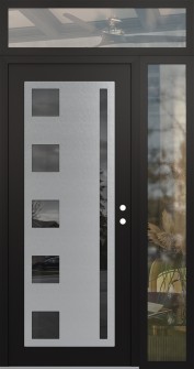 Diamond C3 52" x 96" black/black mirrored Glass Panel stainless steel LHI with Sidelite and Transom clear Glass