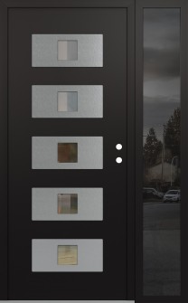 Diamond D8 48" x 80" black/black clear Glass Panel stainless steel LHI with Sidelite mirrored Glass