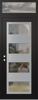 Diamond C2 36" x 96" black/black clear Glass Panel stainless steel RHI with Transom clear Glass