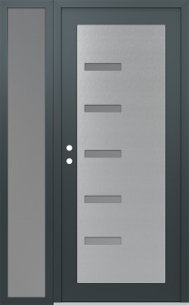 Diamond C8 50" x 80" anthracite/anthracite frosted Glass Panel stainless steel RHI with Sidelite frosted Glass