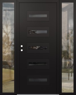Diamond D4 64" x 80" black/black Mirrored Glass Panel black RHI with 2 Sidelites clear Glass