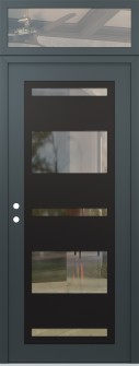 Diamond C10 36" x 96" anthracite/anthracite clear Glass Panel black RHI with Transom clear Glass