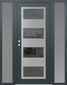 Diamond C2 60" x 80" anthracite/anthracite mirrored Glass Panel stainless steel RHI with 2 Sidelites frosted Glass