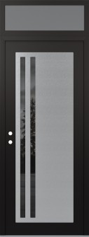 Diamond C6 36" x 96" black/black mirrored Glass Panel stainless steel RHI with Transom frosted Glass