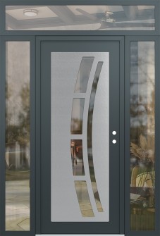 Diamond C12 64" x 96" anthracite/anthracite clear Glass Panel stainless steel LHI with 2 Sidelites and Transom clear Glass