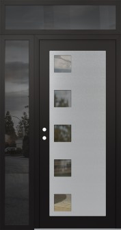 Diamond C5 50" x 96" black/black clear Glass Panel stainless steel RHI with Sidelite and Transom mirrored Glass