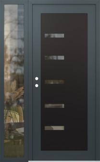 Diamond C8 52" x 80" anthracite/anthracite clear Glass Panel black RHI with Sidelite clear Glass