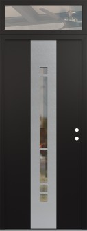 DIAMOND A3 36" X 96" BLACK/BLACK CLEAR GLASS PANEL STAINLESS STEEL LHI WITH TRANSOM CLEAR GLASS
