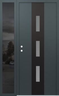 DIAMOND A7 52" X 80" ANTHRACITE/ANTHRACITE FROSTED GLASS PANEL BLACK RHI WITH SIDELITE MIRRORED GLASS