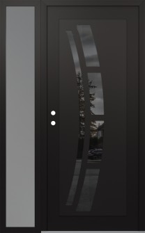 Diamond C12 52" x 80" black/black mirrored Glass Panel black RHI with Sidelite frosted Glass