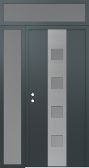 DIAMOND A12 50" X 96" ANTHRACITE/ANTHRACITE FROSTED GLASS PANEL STAINLESS STEEL RHI WITH SIDELITE AND TRANSOM FROSTED GLASS