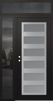Diamond C9 48" x 96" black/white frosted Glass Panel stainless steel RHI with Sidelite and Transom mirrored Glass