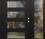 Modern Steel Front Door Diamond C9 48" x 80" black/black clear Glass Panel black LHI with Sidelite clear Glass