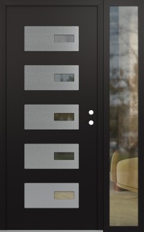 Diamond D7 52" x 80" black/black clear Glass Panel stainless steel LHI with Sidelite clear Glass