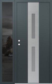 DIAMOND A6 50" X 80" ANTHRACITE/ANTHRACITE FROSTED GLASS PANEL STAINLESS STEEL RHI WITH SIDELITE MIRRORED GLASS