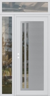 Diamond C6 48" x 96" white/white clear Glass Panel stainless steel RHI with Sidelite and Transom clear Glass