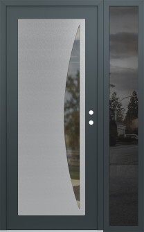 Diamond C13 48" x 80" anthracite/anthracite clear Glass Panel stainless steel LHI with Sidelite mirrored Glass