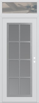 Diamond C16 36" x 96" white/white frosted Glass Panel stainless steel LHI with Transom clear Glass