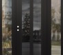 Modern Steel Front Door Diamond C14 60" x 80" black/black mirrored Glass Panel black RHI with 2 Sidelites clear Glass