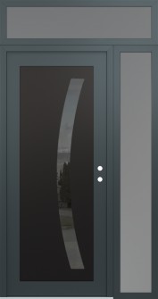 Diamond C4 52" x 96" anthracite/anthracite mirrored Glass Panel black LHI with Sidelite and Transom frosted Glass