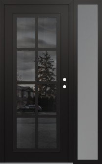 Diamond C16 52" x 80" black/black mirrored Glass Panel black LHI with Sidelite frosted Glass