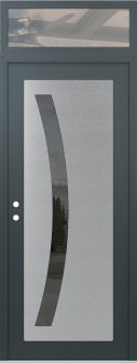 Diamond C4 36" x 96" anthracite/anthracite mirrored Glass Panel stainless steel RHI with Transom clear Glass