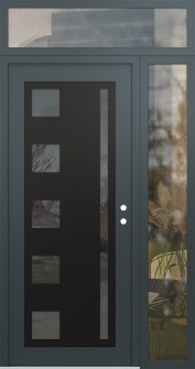 Diamond C3 48" x 96" anthracite/anthracite mirrored Glass Panel black LHI with Sidelite and Transom clear Glass