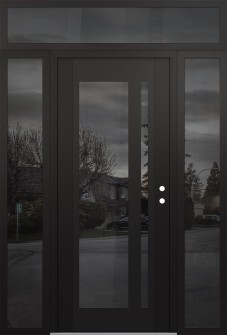 Diamond C15 68" x 96" black/black mirrored Glass Panel black LHI with 2 Sidelites and Transom mirrored Glass