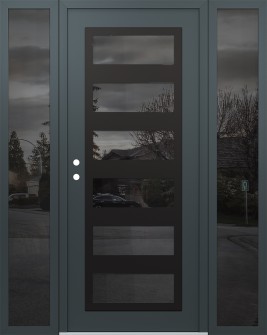 Diamond C9 64" x 80" anthracite/anthracite mirrored Glass Panel black RHI with 2 Sidelites mirrored Glass