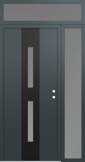 DIAMOND A6 52" X 96" ANTHRACITE/ANTHRACITE FROSTED GLASS PANEL BLACK LHI WITH SIDELITE AND TRANSOM FROSTED GLASS