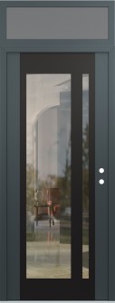 Diamond C15 36" x 96" anthracite/anthracite clear Glass Panel black LHI with Transom frosted Glass