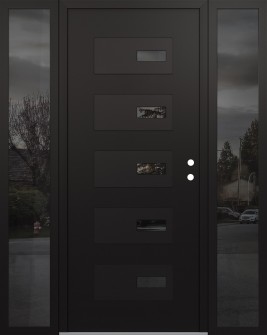 Diamond D7 60" x 80" black/black mirrored Glass Panel black LHI with 2 Sidelites mirrored Glass