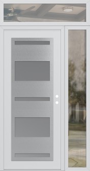 Diamond C10 48" x 96" white/white frosted Glass Panel stainless steel LHI with Sidelite and Transom clear Glass