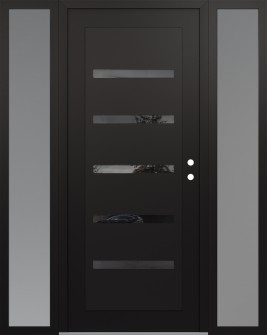 Diamond C7 60" x 80" black/black mirrored Glass Panel black LHI with 2 Sidelites frosted Glass