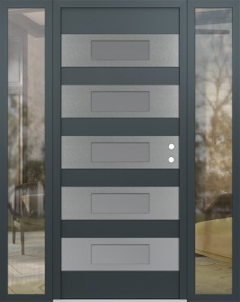 Diamond D5 64" x 80" anthracite/anthracite frosted Glass Panel stainless steel LHI with 2 Sidelites clear Glass