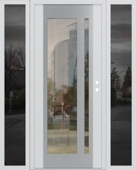 Diamond C15 68" x 80" white/white clear Glass Panel stainless steel LHI with 2 Sidelites mirrored Glass