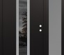 Modern Steel Front Door DIAMOND A1 50" X 80" BLACK/BLACK MIRRORED GLASS PANEL STAINLESS STEEL LHI WITH SIDELITE FROSTED GLASS