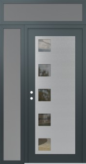 Diamond C5 52" x 96" anthracite/anthracite clear Glass Panel stainless steel RHI with Sidelite and Transom frosted Glass