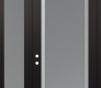 Modern Steel Front Door Diamond C1 48" x 96" black/white frosted Glass Panel stainless steel RHI with Sidelite and Transom frosted Glass
