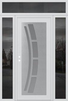 Diamond C12 68" x 96" white/white frosted Glass Panel stainless steel RHI with 2 Sidelites and Transom mirrored Glass