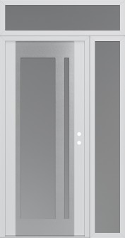 Diamond C15 50" x 96" white/white frosted Glass Panel stainless steel LHI with Sidelite and Transom frosted Glass