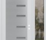 Modern Steel Front Door Diamond C8 48" x 96" white/white frosted Glass Panel stainless steel LHI with Sidelite and Transom clear Glass