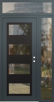 Diamond C2 52" x 96" anthracite/anthracite clear Glass Panel black LHI with Sidelite and Transom clear Glass