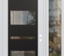 Modern Steel Front Door Diamond C10 48" x 96" white/white clear Glass Panel black LHI with Sidelite and Transom clear Glass