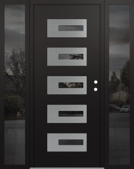 Diamond D6 60" x 80" black/black mirrored Glass Panel stainless steel LHI with 2 Sidelites mirrored Glass