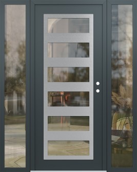 Diamond C9 68" x 80" anthracite/anthracite clear Glass Panel stainless steel LHI with 2 Sidelites clear Glass