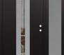 Modern Steel Front Door DIAMOND A3 52" X 80" BLACK/BLACK CLEAR GLASS PANEL STAINLESS STEEL LHI WITH SIDELITE FROSTED GLASS
