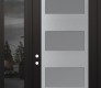 Modern Steel Front Door Diamond C2 48" x 96" black/white frosted Glass Panel stainless steel RHI with Sidelite and Transom mirrored Glass